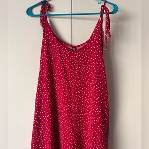 Shein Curve Red Jumpsuit with White Polka Dots, size XL